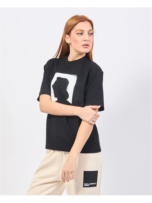 T-shirt Karl Lagerfeld noir avec logo KARL LAGERFELD | 245J1711J101